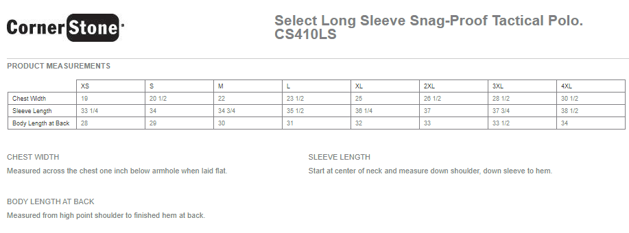 CS410LS CornerStone® - Select Long Sleeve Snag-Proof Tactical Polo