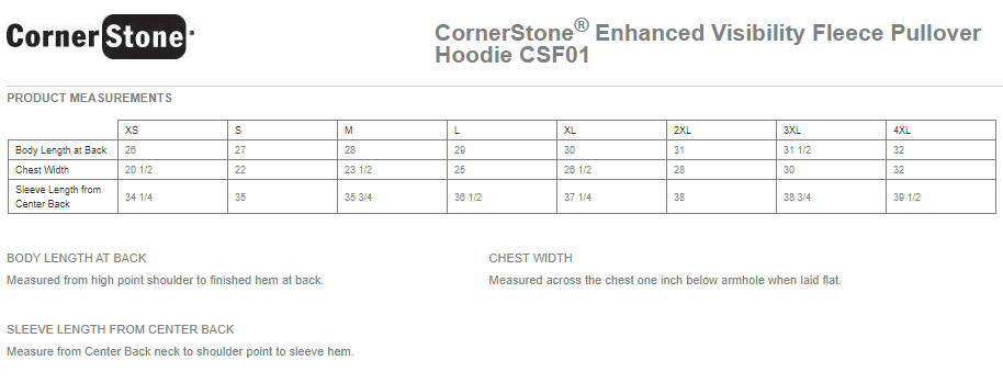 CSF01 CornerStone® Enhanced Visibility Fleece Pullover Hoodie