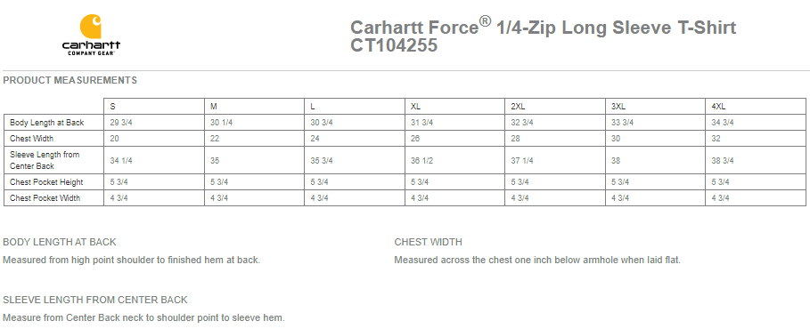 CT104255 Carhartt Force® 1/4-Zip Long Sleeve T-Shirt