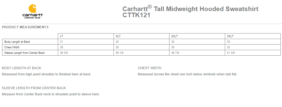 CTTK121 Carhartt® Tall Midweight Hooded Sweatshirt