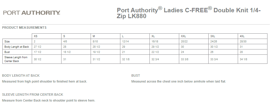 LK880 Port Authority® Ladies C-FREE® Double Knit 1/4-Zip