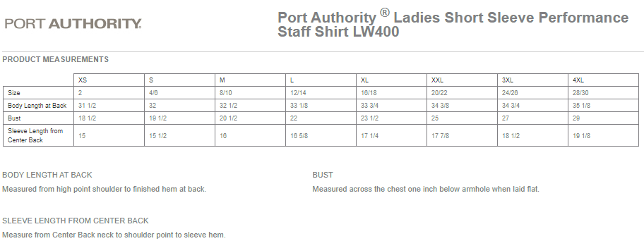 LW400 Port Authority ® Ladies Short Sleeve Performance Staff Shirt
