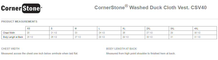 CSV40  CornerStone® Washed Duck Cloth Vest