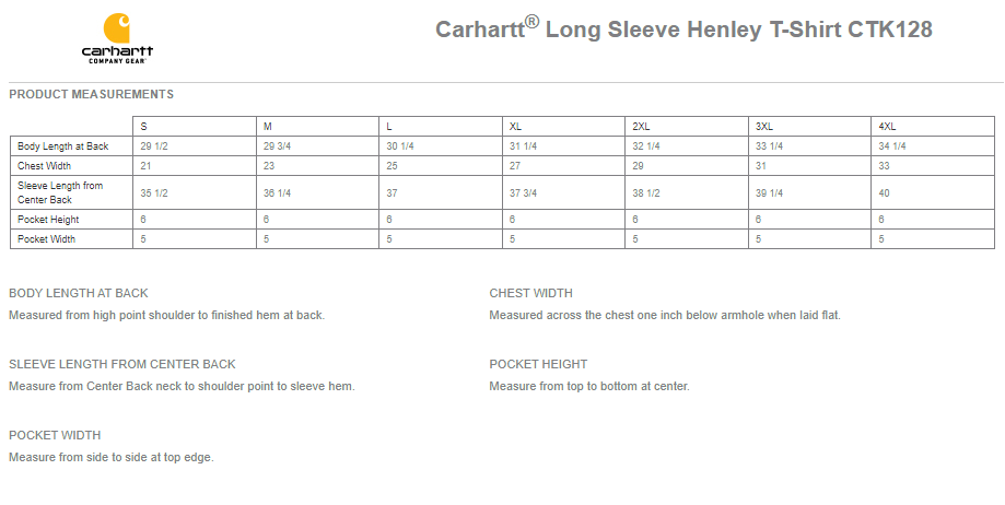 CTK128 Carhartt® Long Sleeve Henley T-Shirt