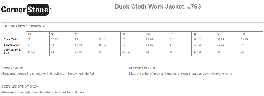 J763 CornerStone® - Duck Cloth Work Jacket