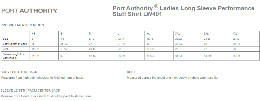 LW401 Port Authority ® Ladies Long Sleeve Performance Staff Shirt