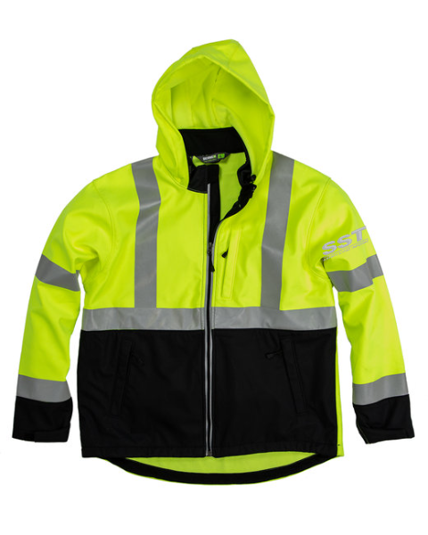 HVJS206 Berne Men's Hi-Vis Class 3 Hooded Softshell Jacket